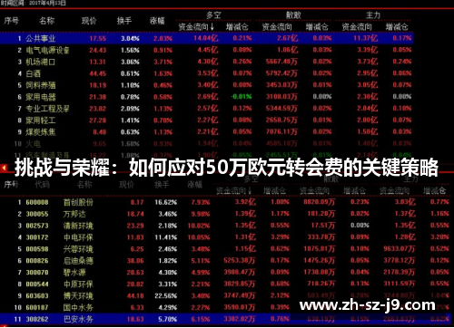 挑战与荣耀:如何应对50万欧元转会费的关键策略 挑战与荣耀:如何应对50万欧元转会费的关键策略